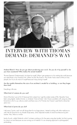 Andrea Blanch: Interview with Thomas Demand: Demannd's Way